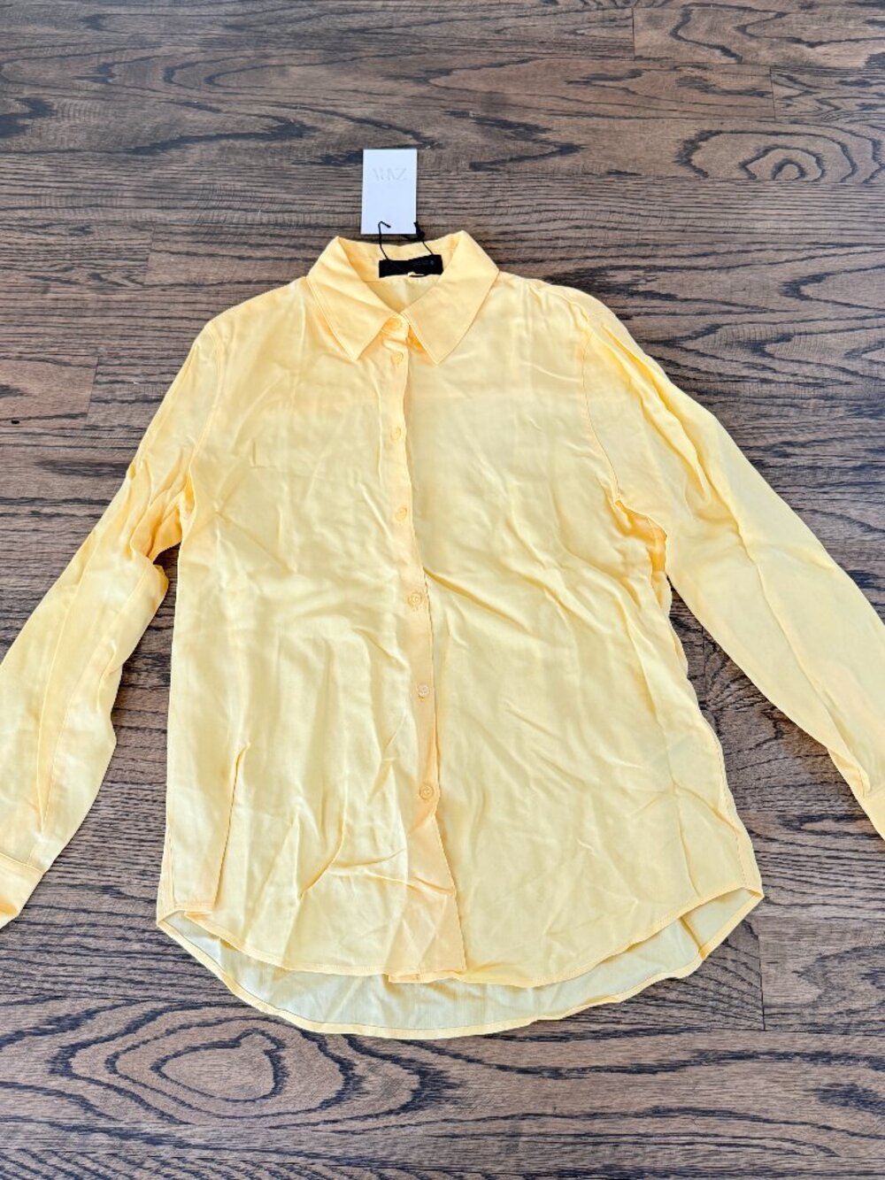 ZARA Yellow Classic Button Up Shirt/ Blouse Size Small NWT $59